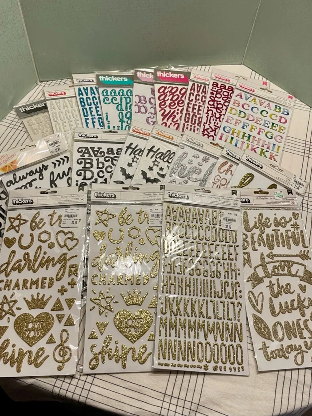 AMERICAN CRAFTS THICKERS Glitter Alphabet & Phrase Stickers - MULTI COLOR NEW